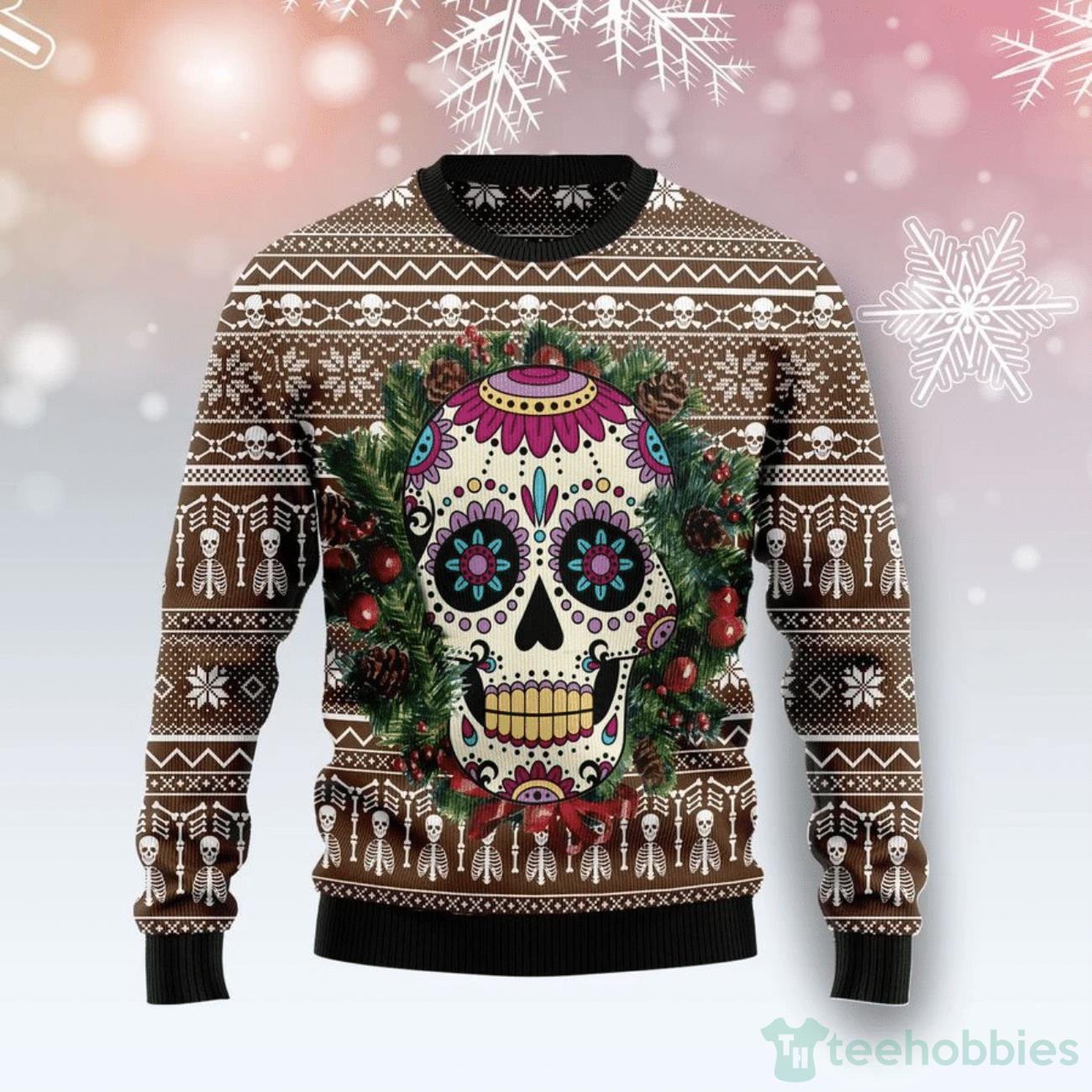 Awesome Sugar Skull Ugly Sweater For Christmas Product Photo 1