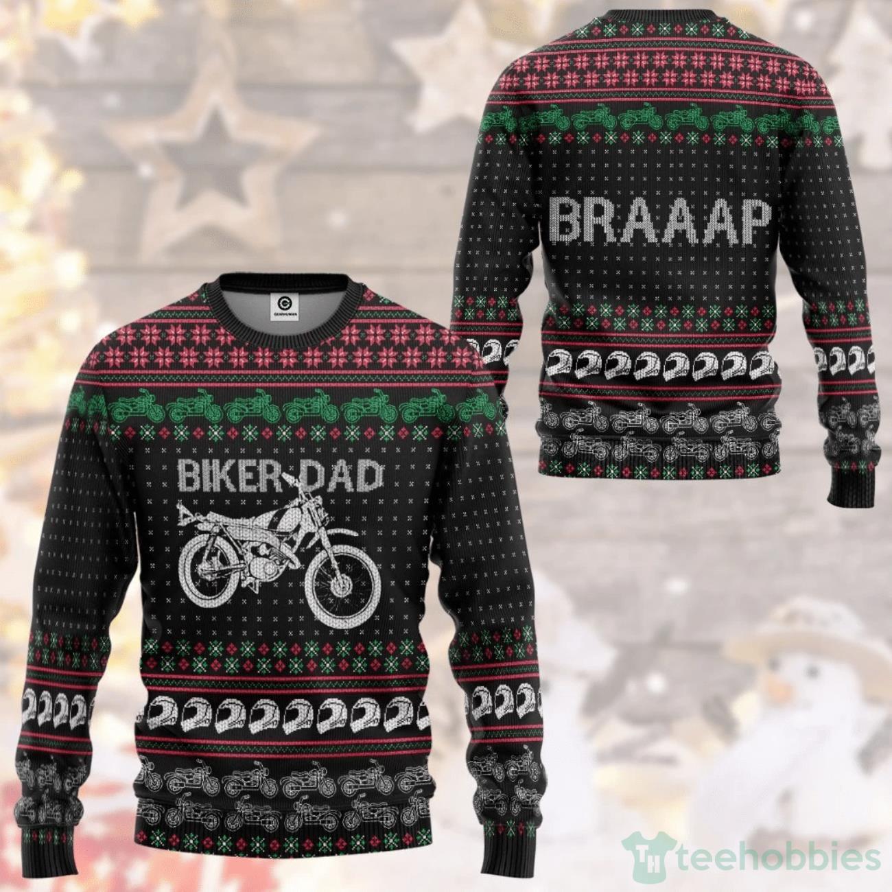 Biker Dad Braaap Ugly Sweater For Christmas Product Photo 1