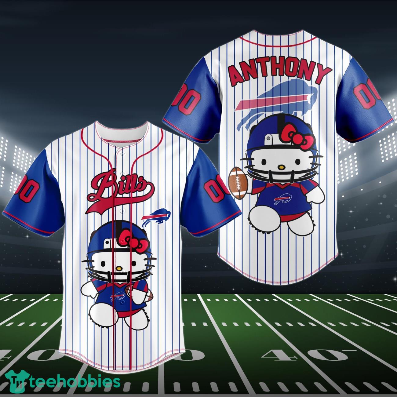 Buffalo Bills Baseball Jersey NFL Hello Kitty Custom Name & Number Product Photo 1