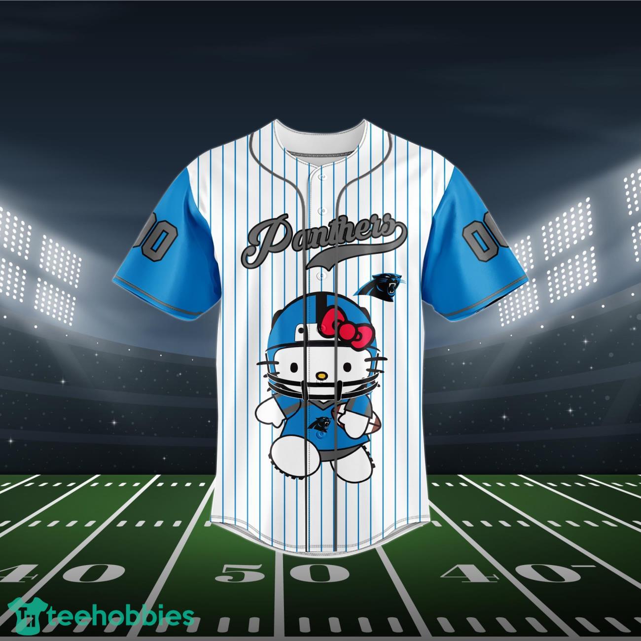Carolina Panthers Baseball Jersey NFL Hello Kitty Custom Name & Number Product Photo 2