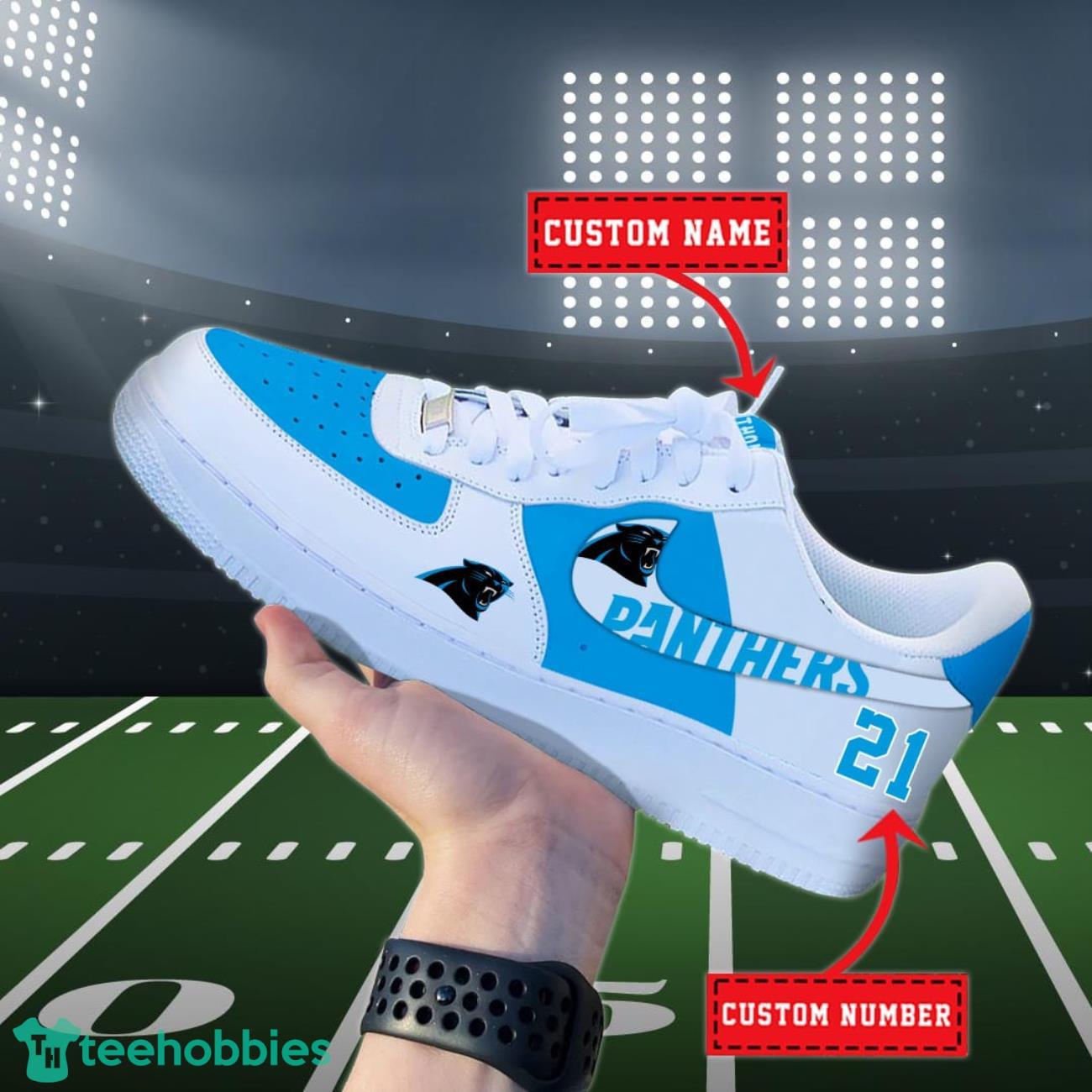 Carolina Panthers NFL Personalized Air Force Shoes Custom Name Product Photo 1