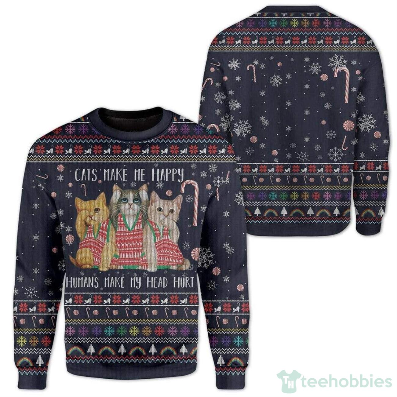 Cat Make Me Happy Ugly Sweater For Christmas Product Photo 1
