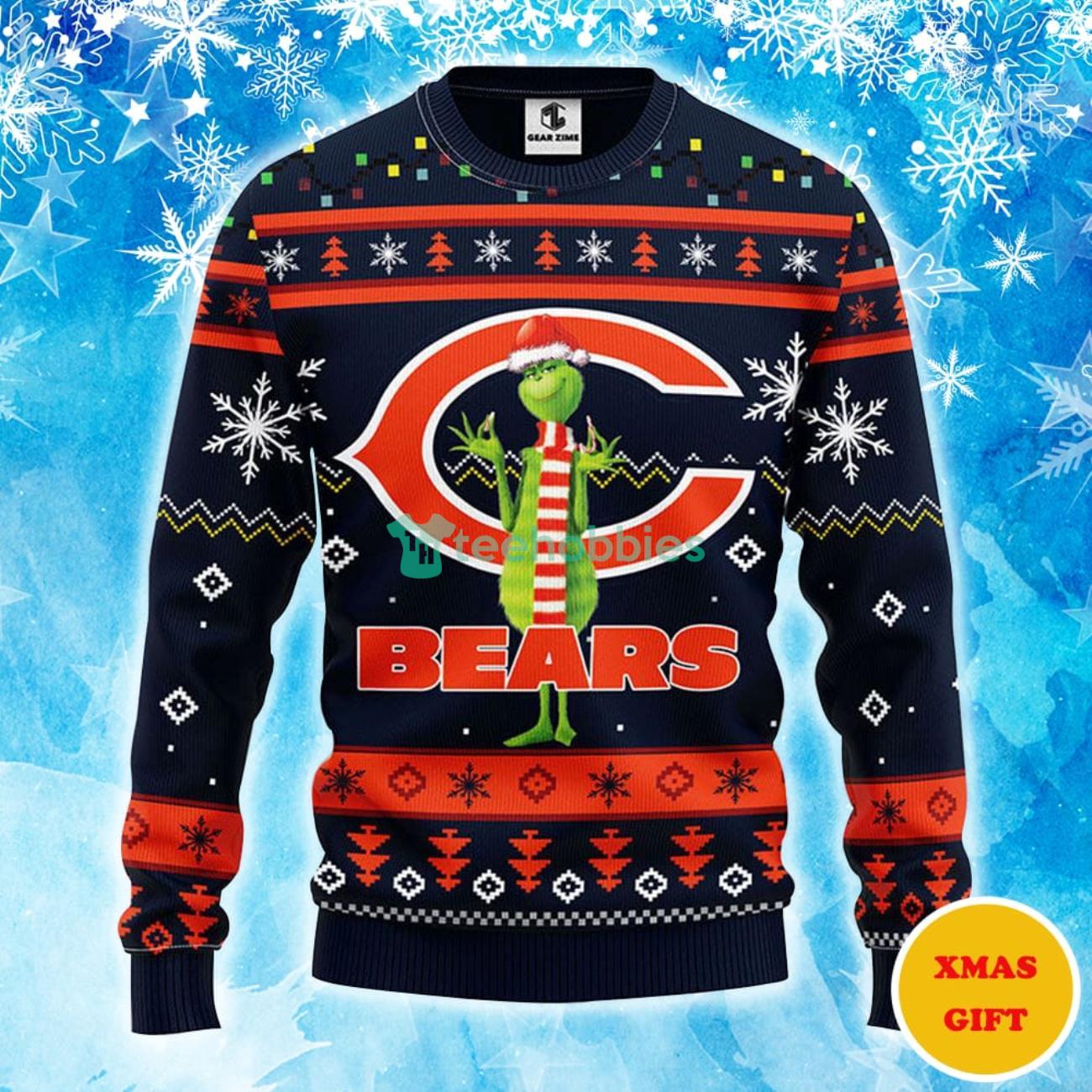 Chicago Bears Funny Grinch Christmas AOP Sweater Product Photo 1