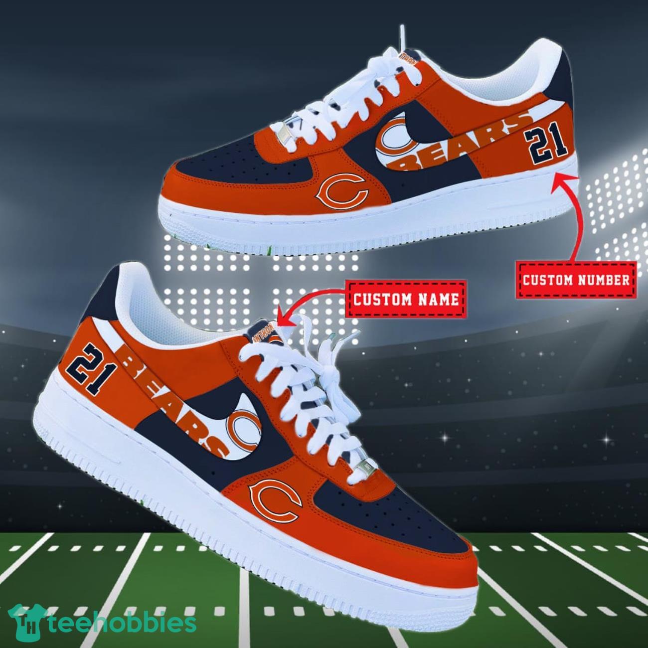 Chicago Bears NFL Personalized Air Force Shoes Custom Name Product Photo 2