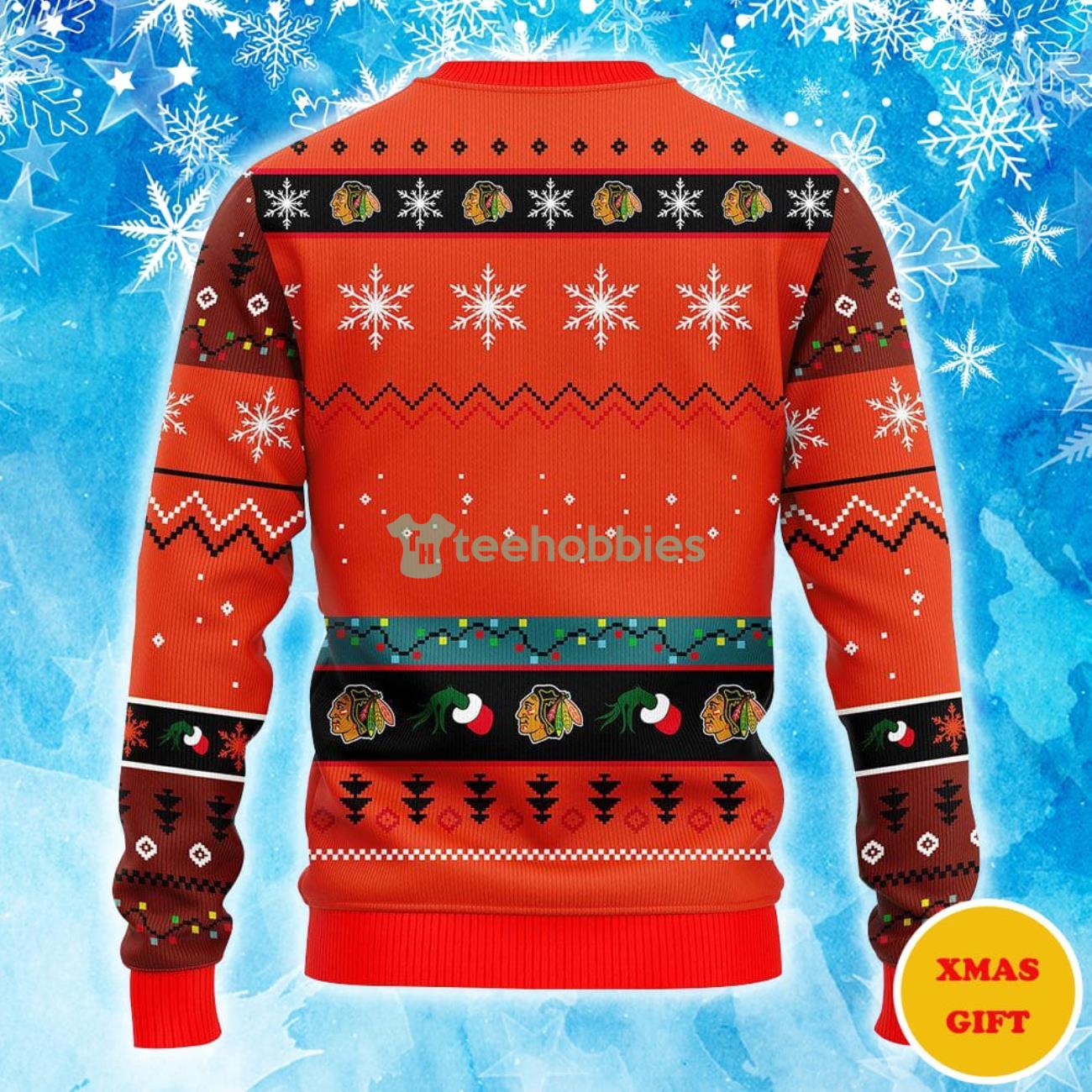 Chicago Blackhawks 12 Grinch Xmas Day Christmas AOP Sweater Product Photo 2