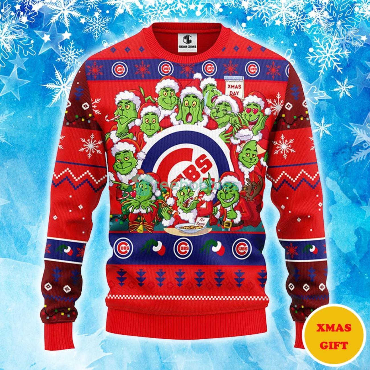 Chicago Cubs 12 Grinch Xmas Day Christmas AOP Sweater Product Photo 1