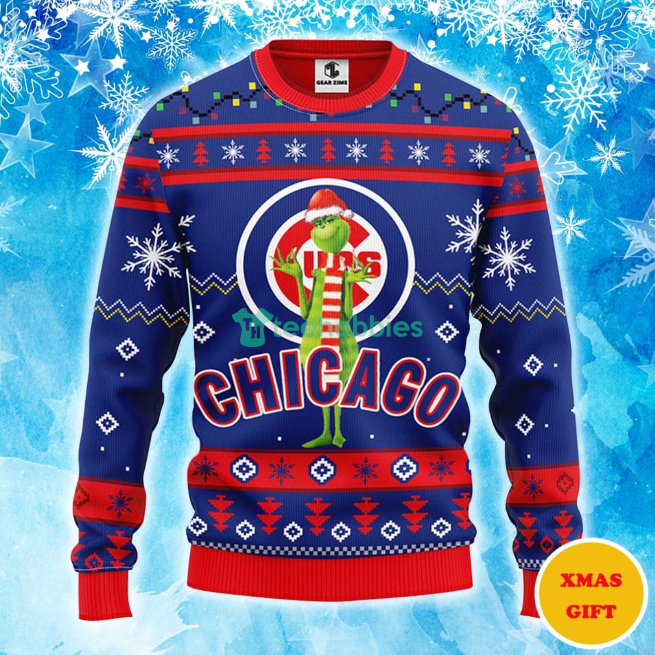 Chicago Cubs Funny Grinch Christmas AOP Sweater Product Photo 1