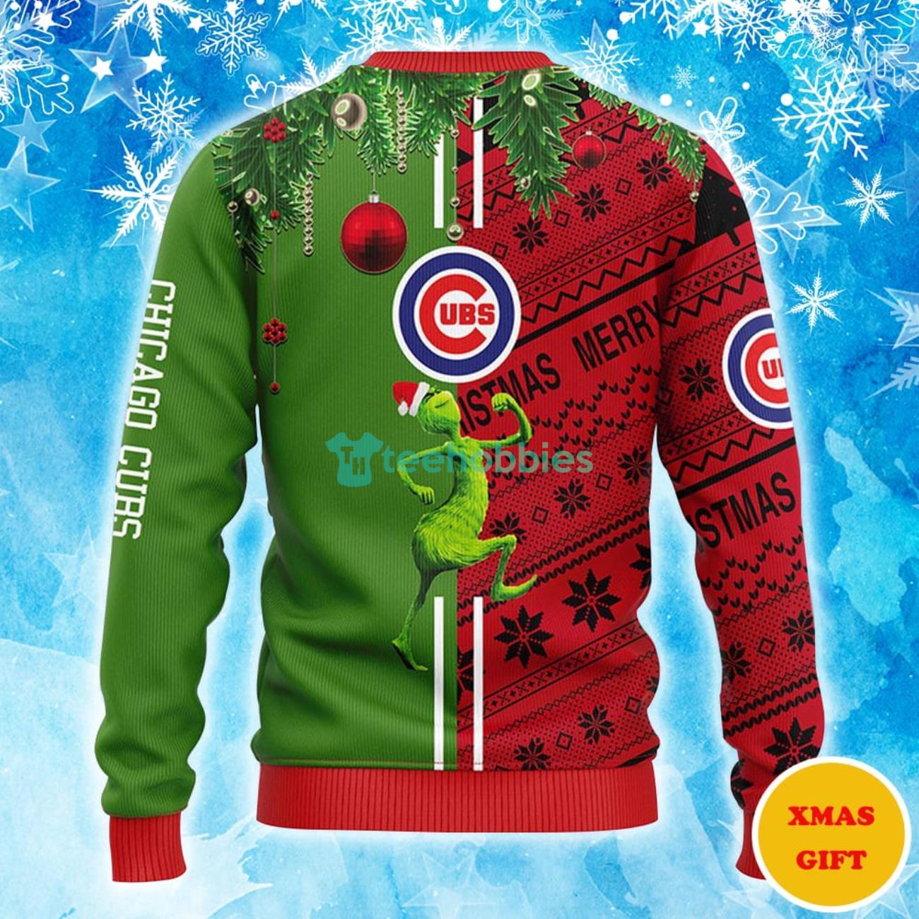 Chicago Cubs Grinch & Scooby-doo Christmas AOP Sweater Product Photo 2