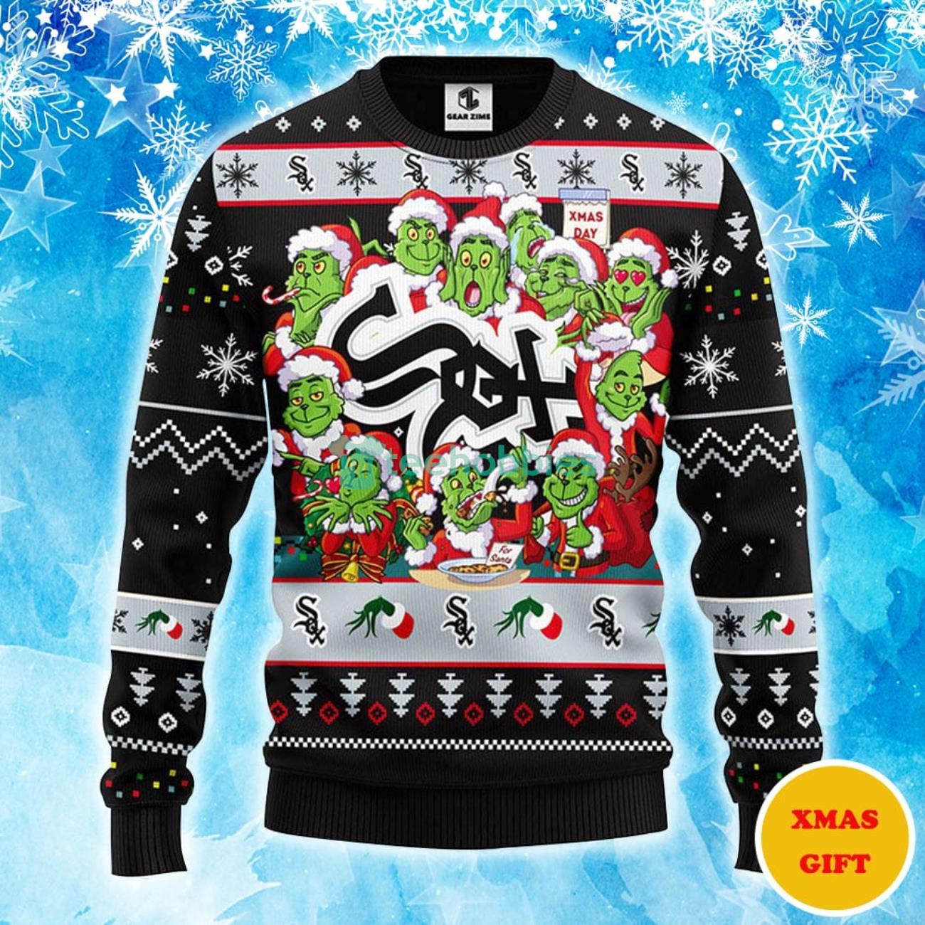 Chicago White Sox 12 Grinch Xmas Day Christmas AOP Sweater Product Photo 1