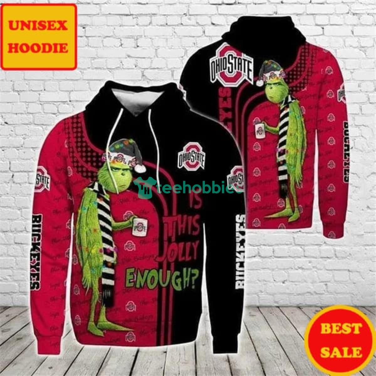 Christmas Grinch Is This Jolly Enough Ohio State Buckeyes 3D Print Hoodies Product Photo 1