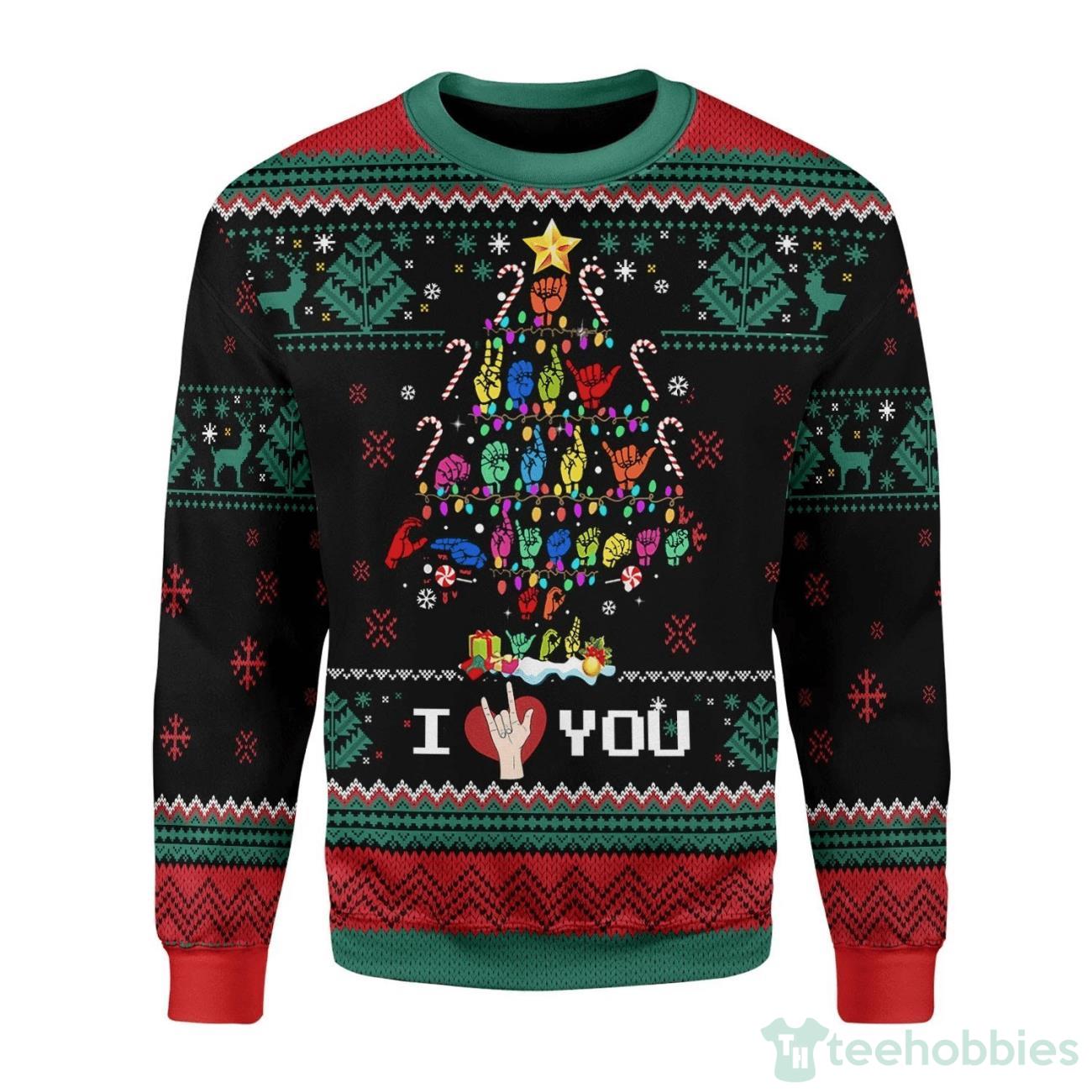 Christmas Tree Sign Language Xmas Ugly Sweater For Christmas Product Photo 1