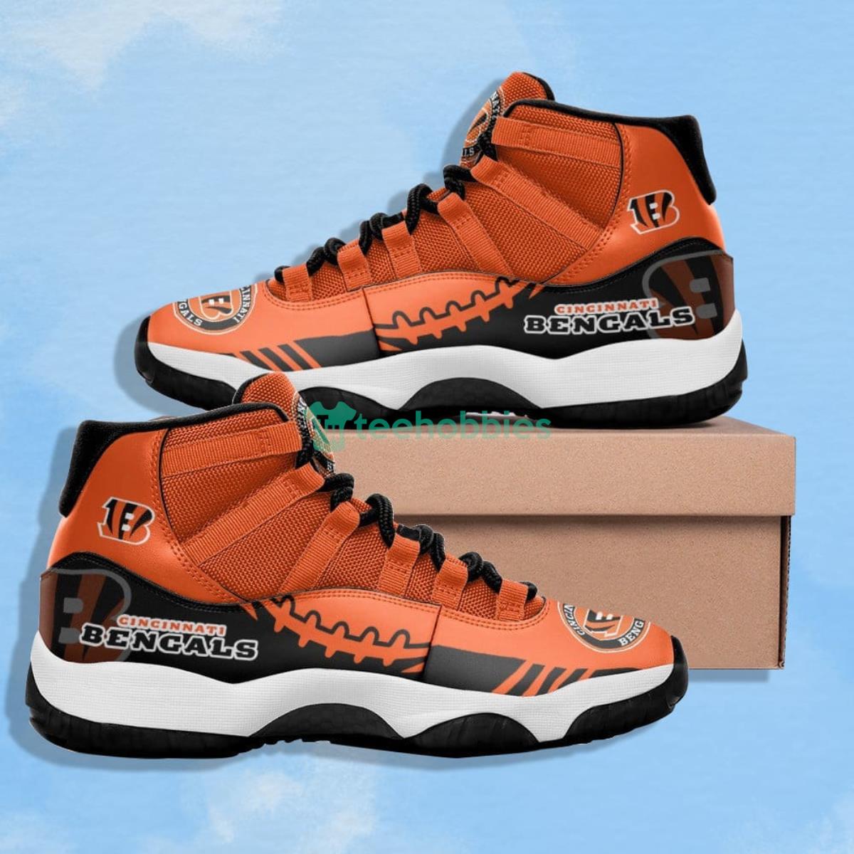 Cincinnati Bengals Logo Stitched Impressive Design Air Jordan 11 Shoes Product Photo 1