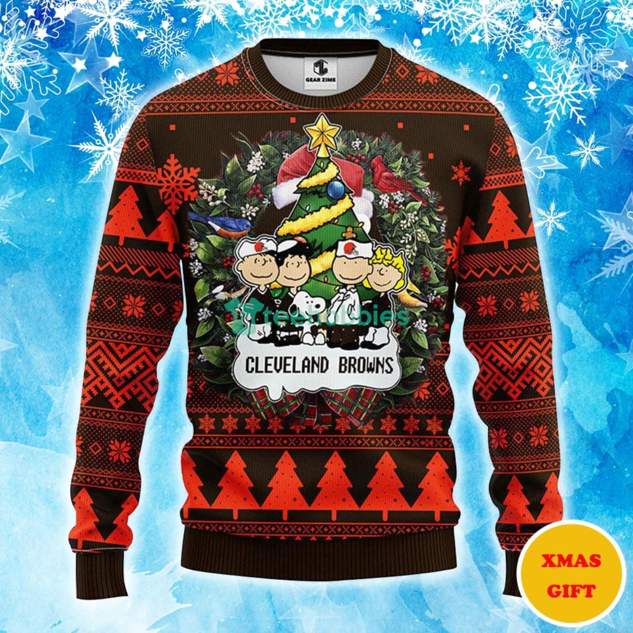 Cleveland Browns Snoopy Dog Christmas AOP Sweater Product Photo 1