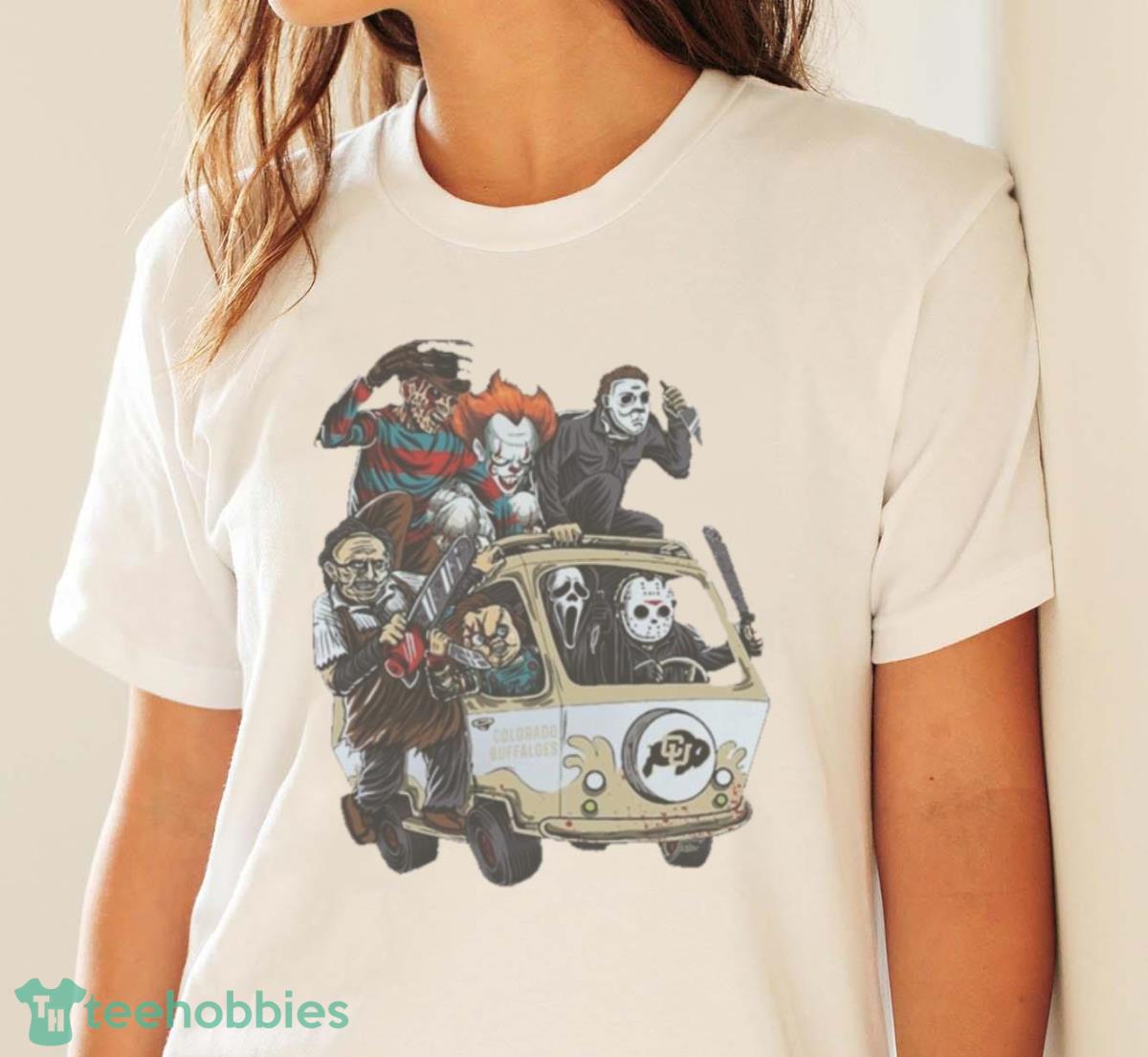 Colorado Buffaloes Horror Movies Characters Bus Halloween 2023 T Shirt - White Ladies T-Shirt
