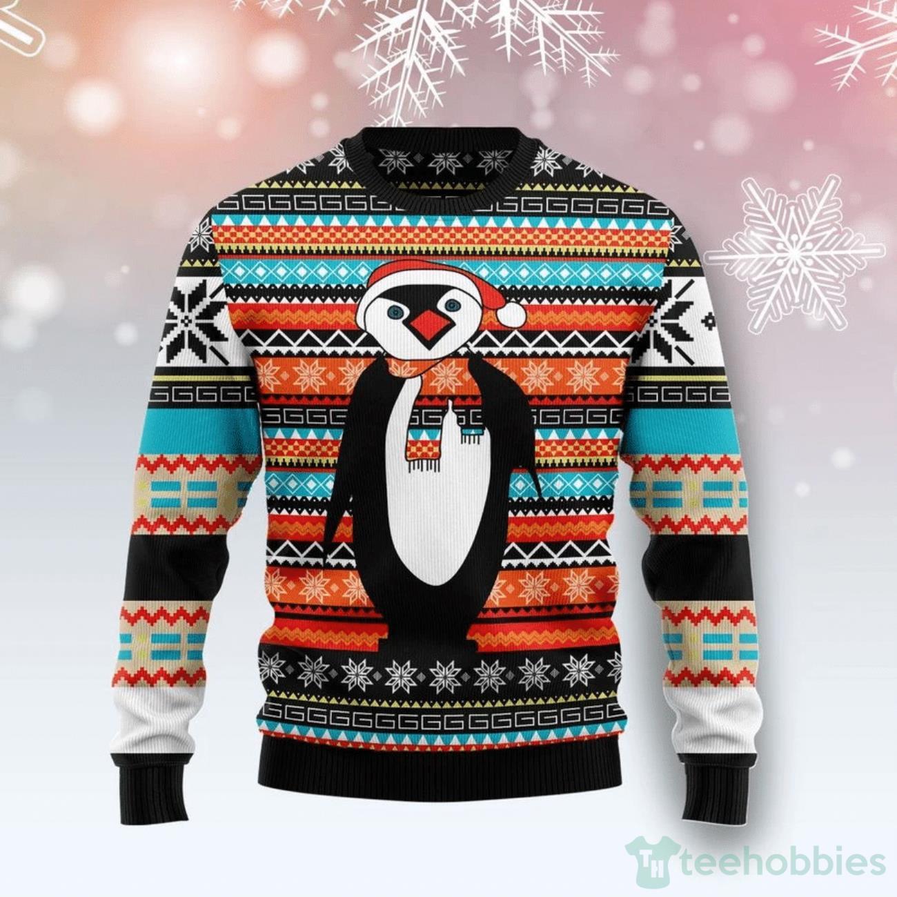 Colorful Pattern Penguin Ugly Sweater For Christmas Product Photo 1