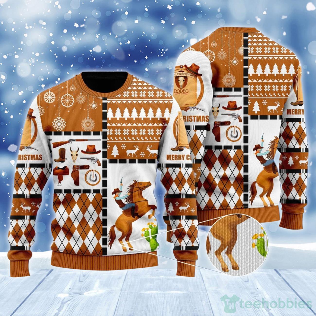 Cowboy Rodeo Merry Christmas Ugly Sweater For Men Women Product Photo 1