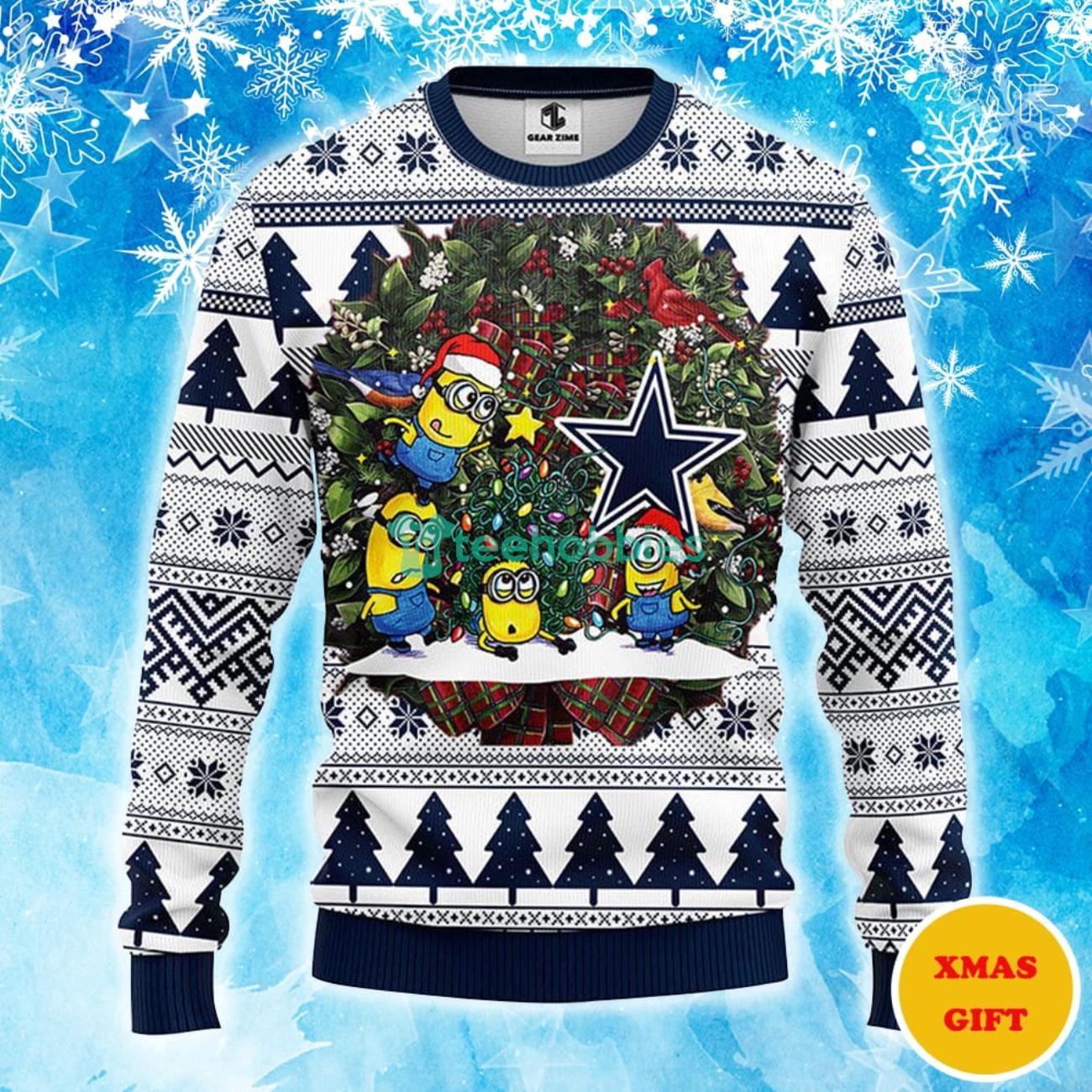 Dallas Cowboys Minion Christmas AOP Sweater Product Photo 1