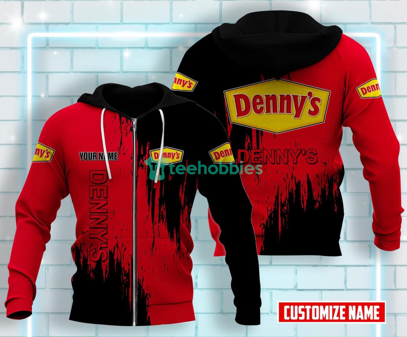 DENNY'S All Over Printed 3D Custom Name Zip Hoodie For Men Women Product Photo 1