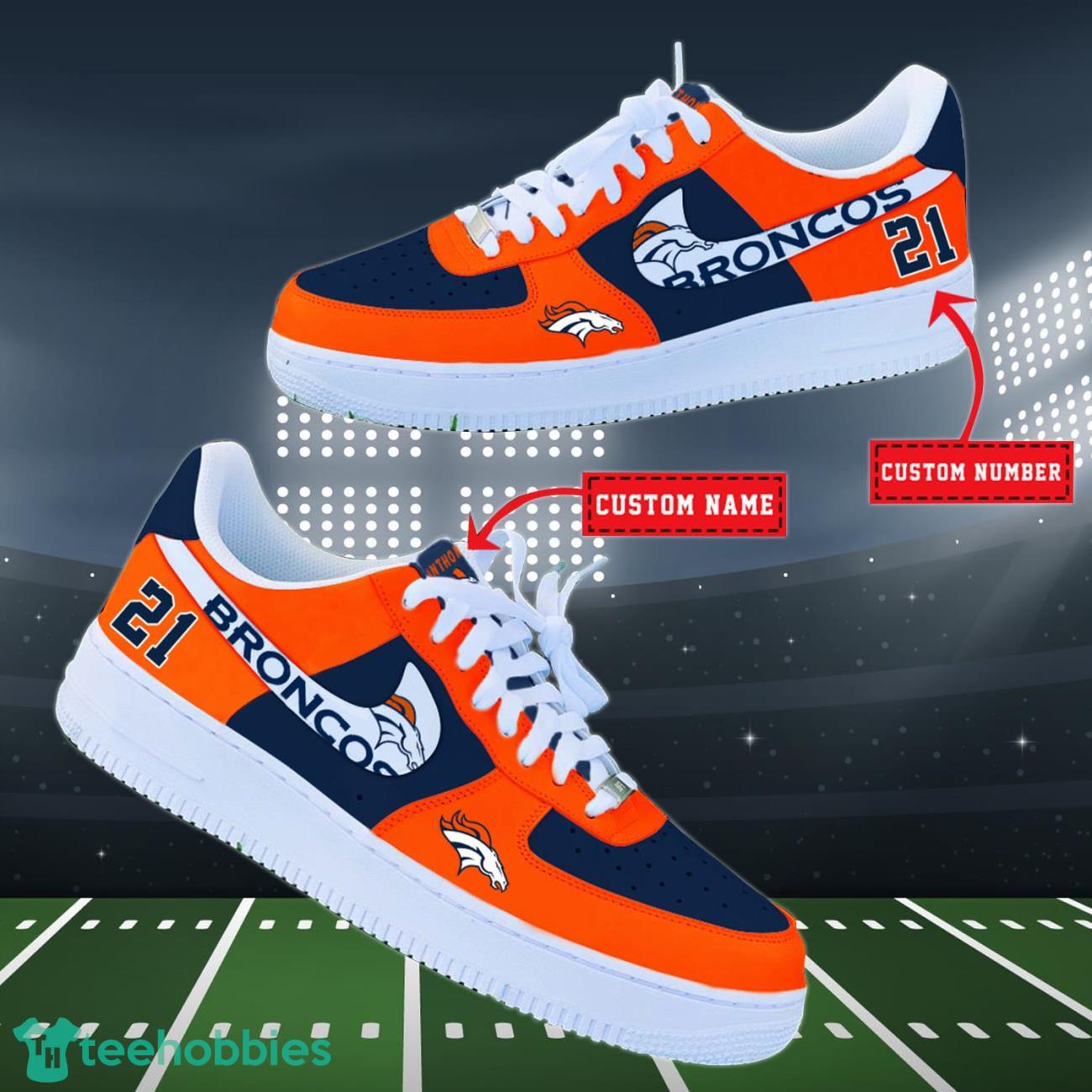 Denver Broncos NFL Personalized Air Force Shoes Custom Name Product Photo 2