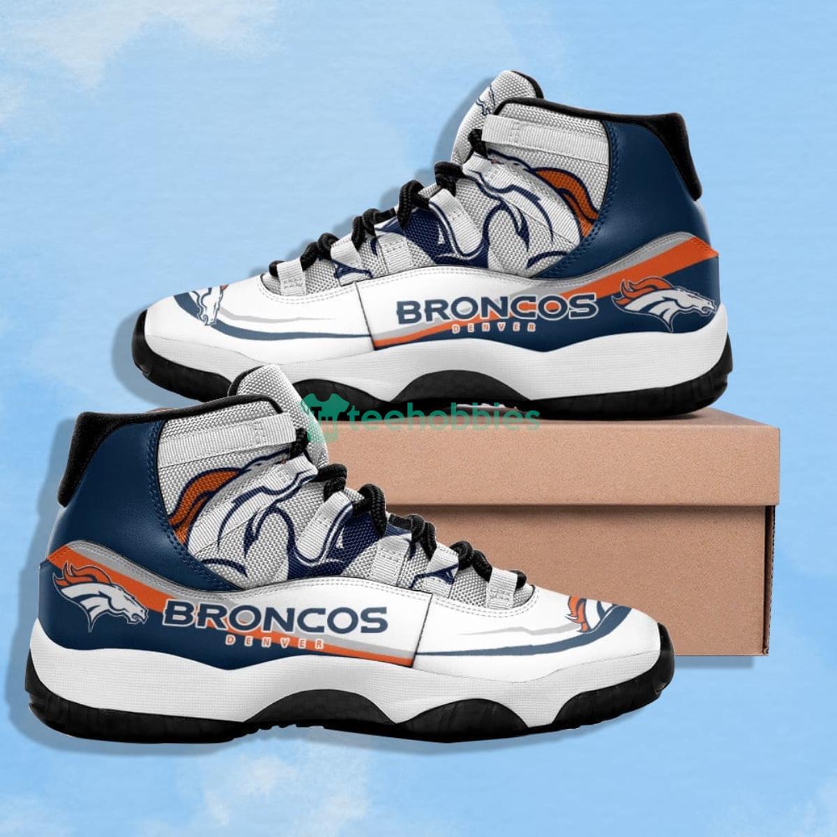Denver Broncos White & Navy Impressive Design Air Jordan 11 Shoes Product Photo 1