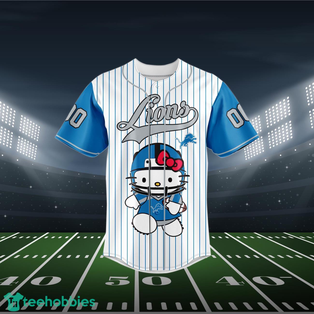 Detroit Lions Baseball Jersey NFL Hello Kitty Custom Name & Number Product Photo 2
