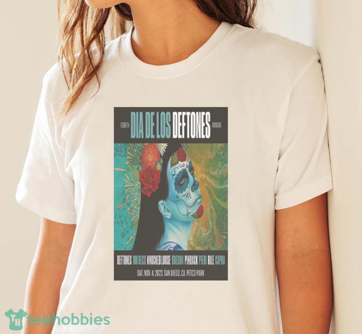 Dia De Los Deftones San Diego CA Petco Park Nov 4 2023 Event Photo Poster Design Shirt - White Ladies T-Shirt