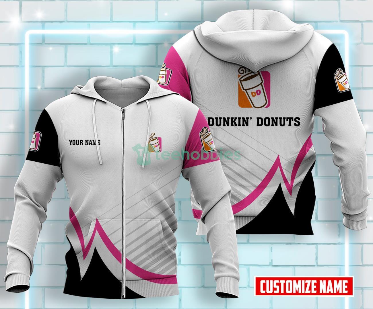 Dunkin’ Donuts All Over Printed 3D Custom Name Zip Hoodie Product Photo 1