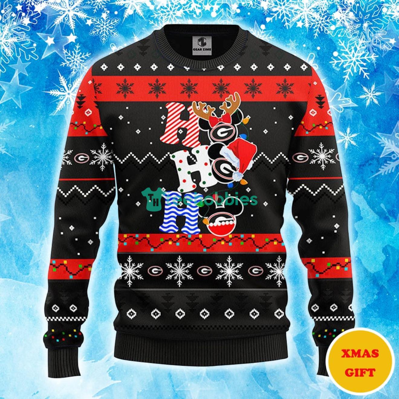 Georgia Bulldogs Hohoho Mickey Christmas AOP Sweater Product Photo 1