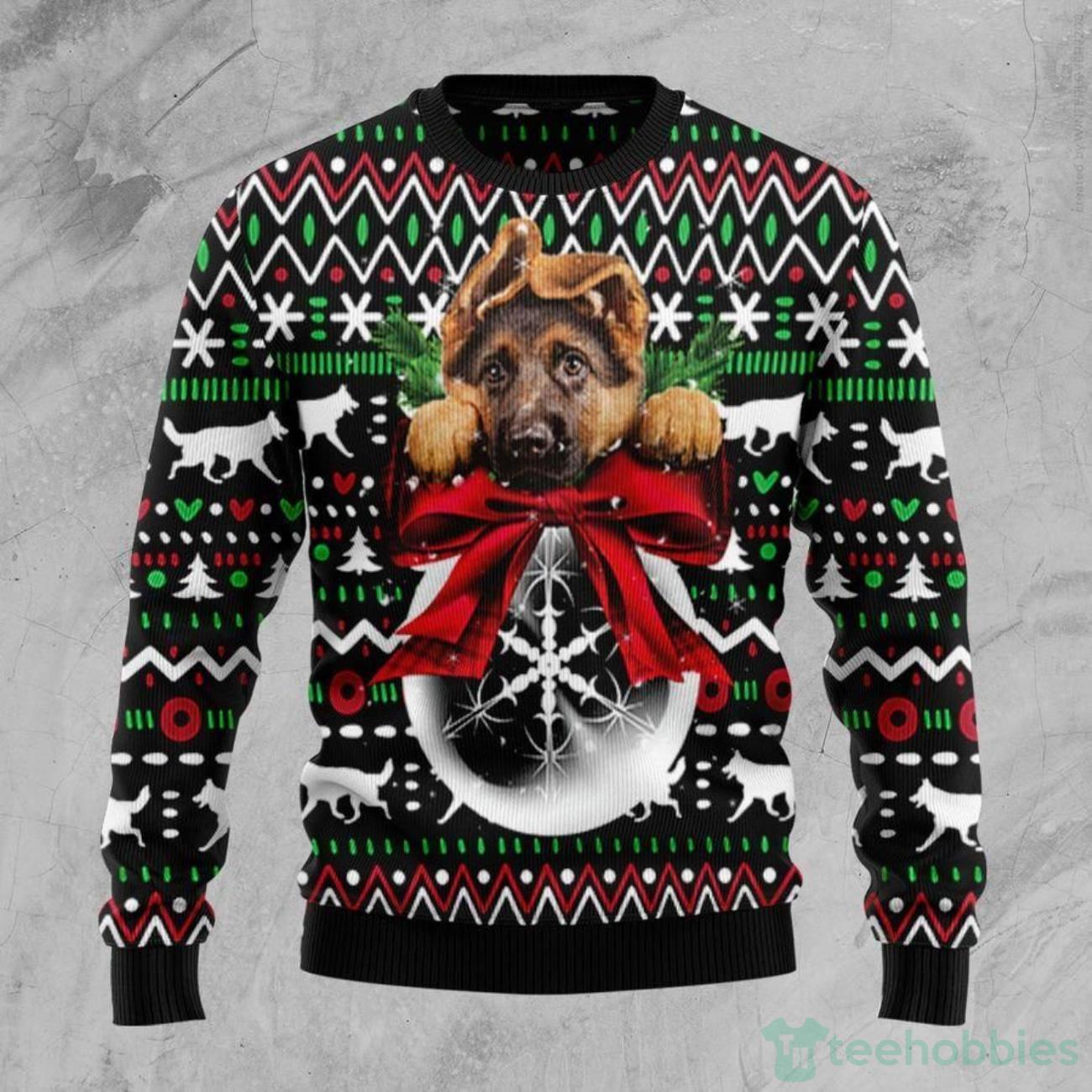 German Shepherd Dog Xmas Ball Ugly Sweater For Christmas Product Photo 1