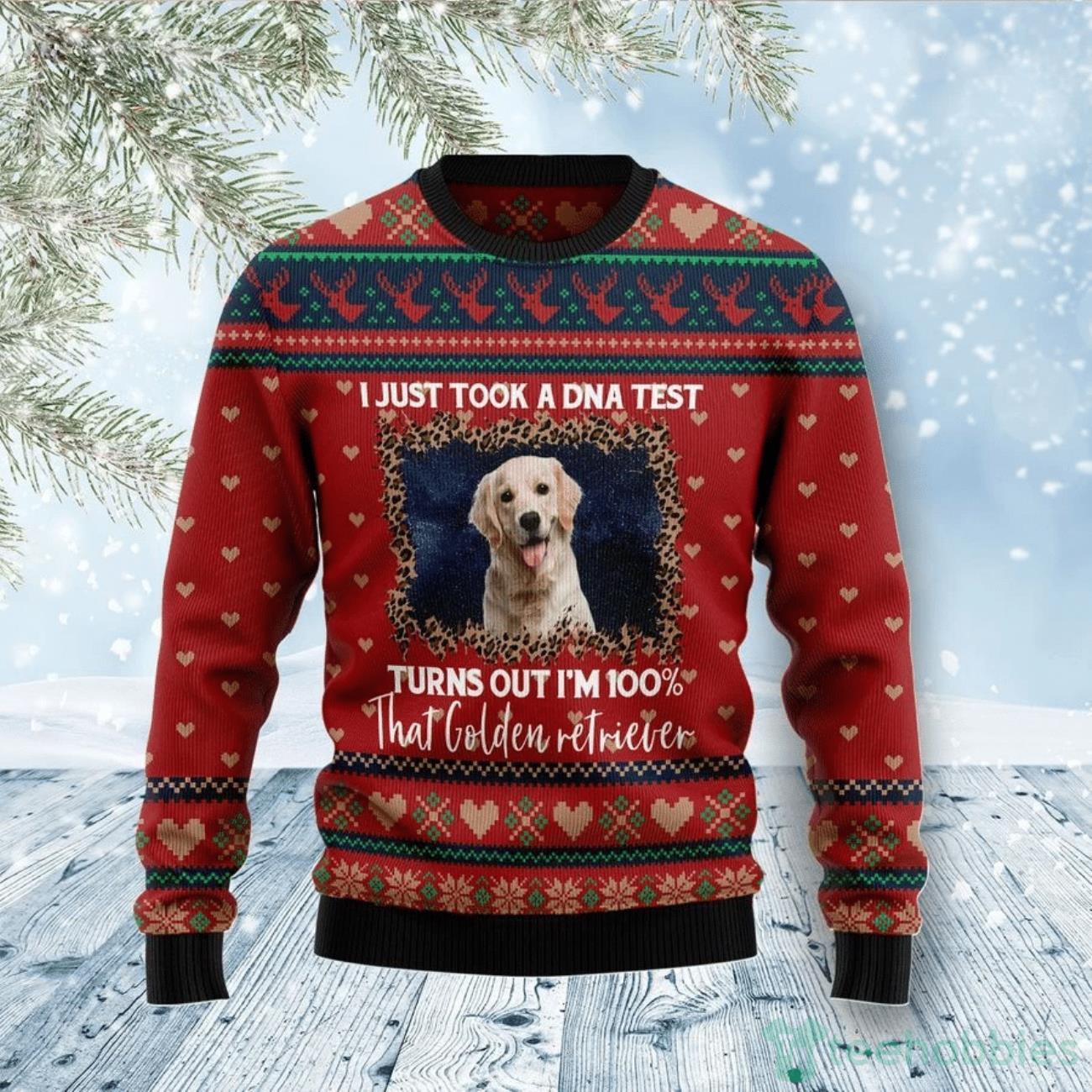 Golden Retriever Dog Ugly Christmas Sweater For Men Women Product Photo 1