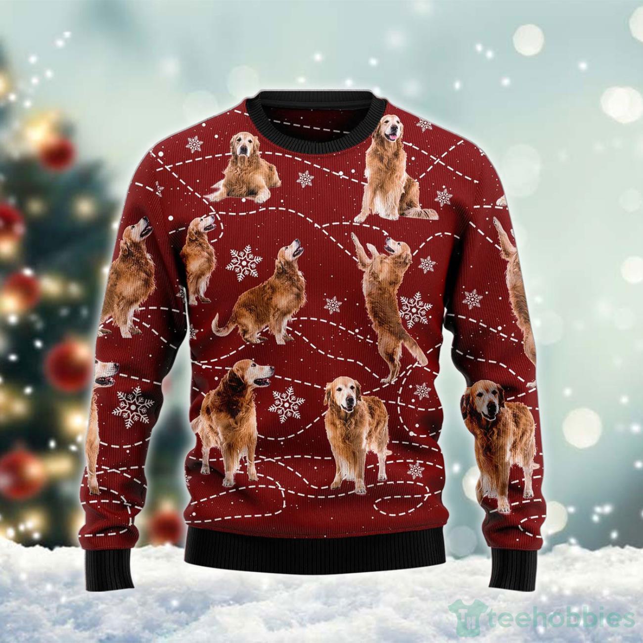 Golden Retriever Love Snow Ugly Christmas Sweater Product Photo 1