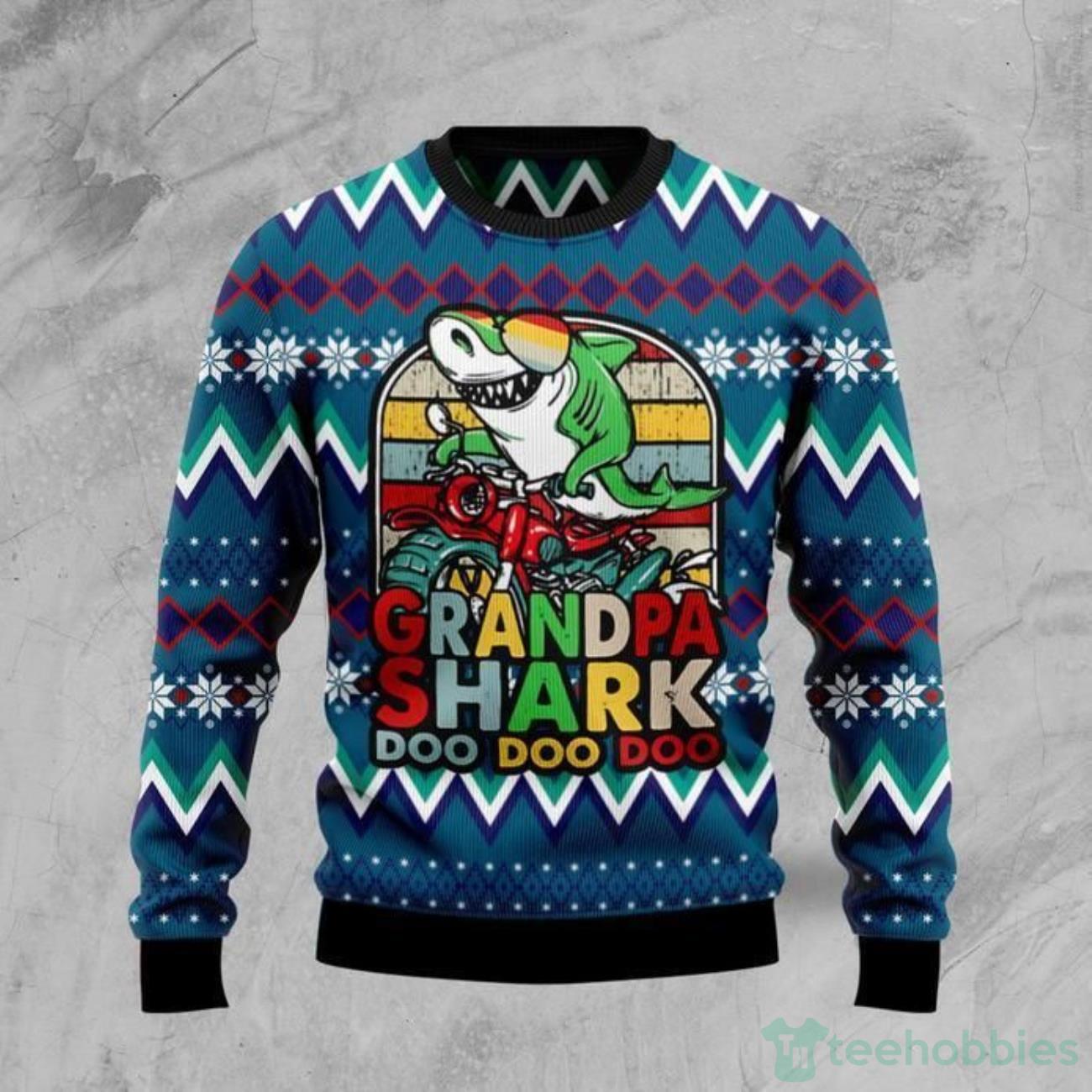 Grandpa Shark Dododo Ugly Christmas Sweater Product Photo 1