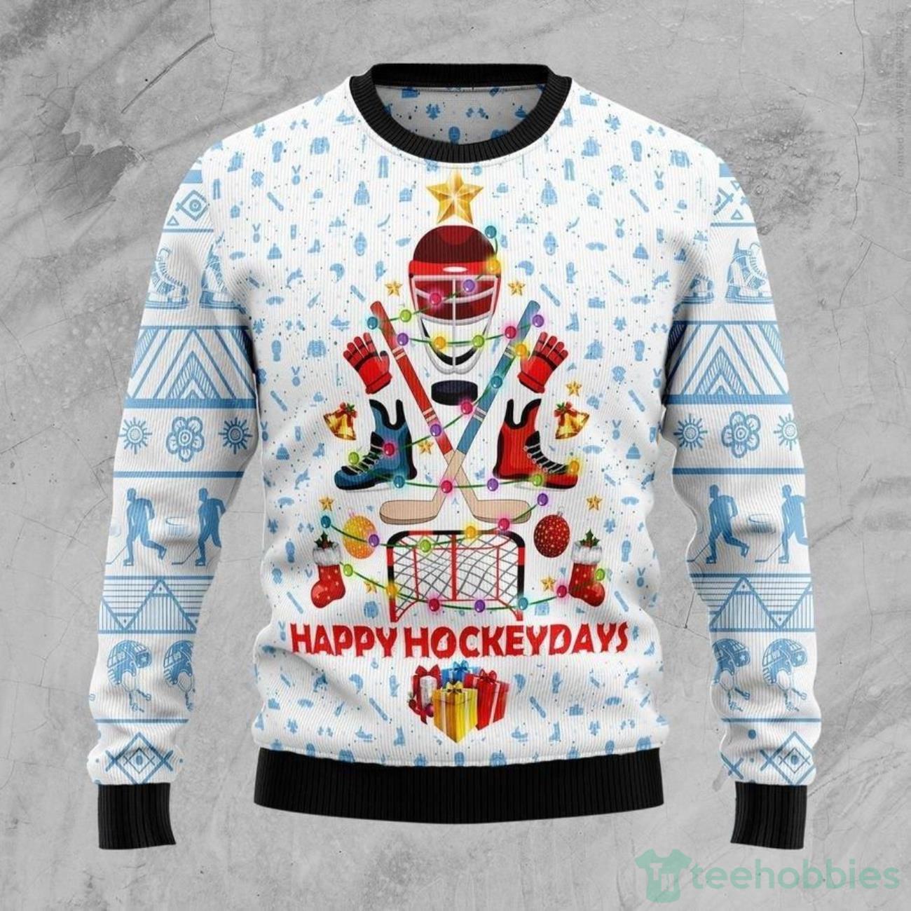 Happy Hockey Day Ugly Christmas Sweater Product Photo 1