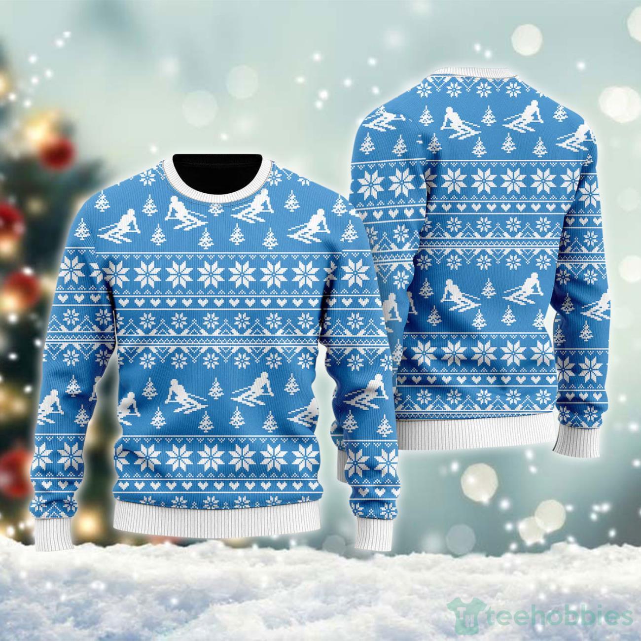 Happy Skiing Winter Sport Ugly Christmas Sweater Product Photo 1