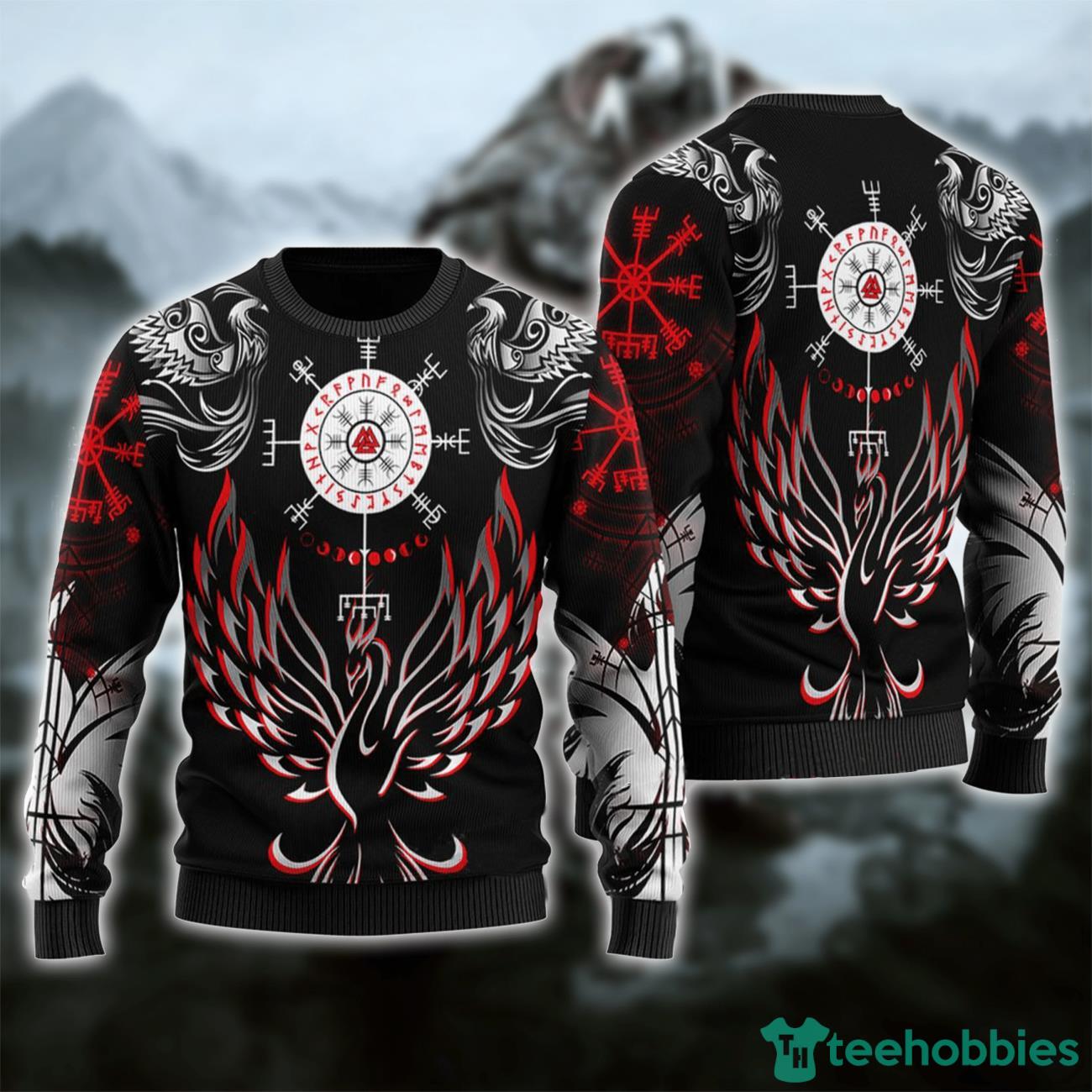 Helm Of Awe With Valknut Ugly Christmas Sweater Product Photo 1
