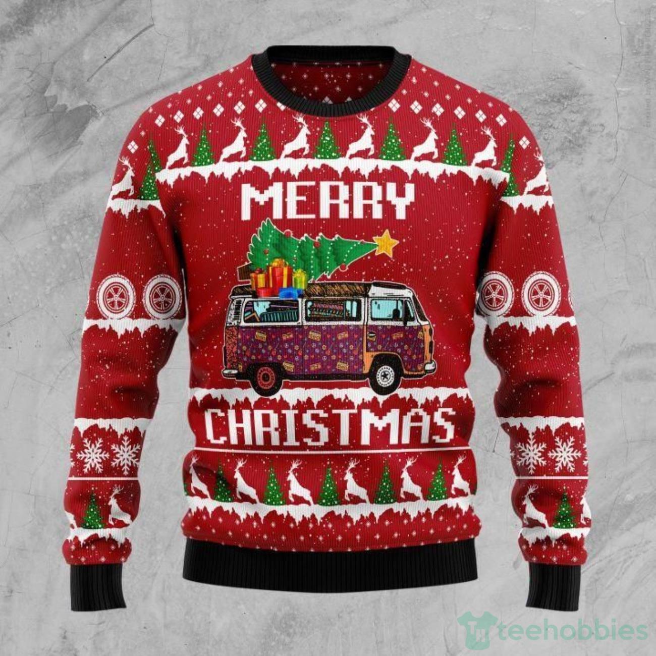 Hippie Car Ugly Sweater For Christmas Product Photo 1