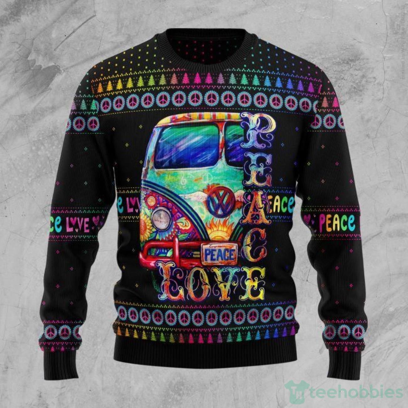 Hippie Peace Love Ugly Sweater For Christmas Product Photo 1