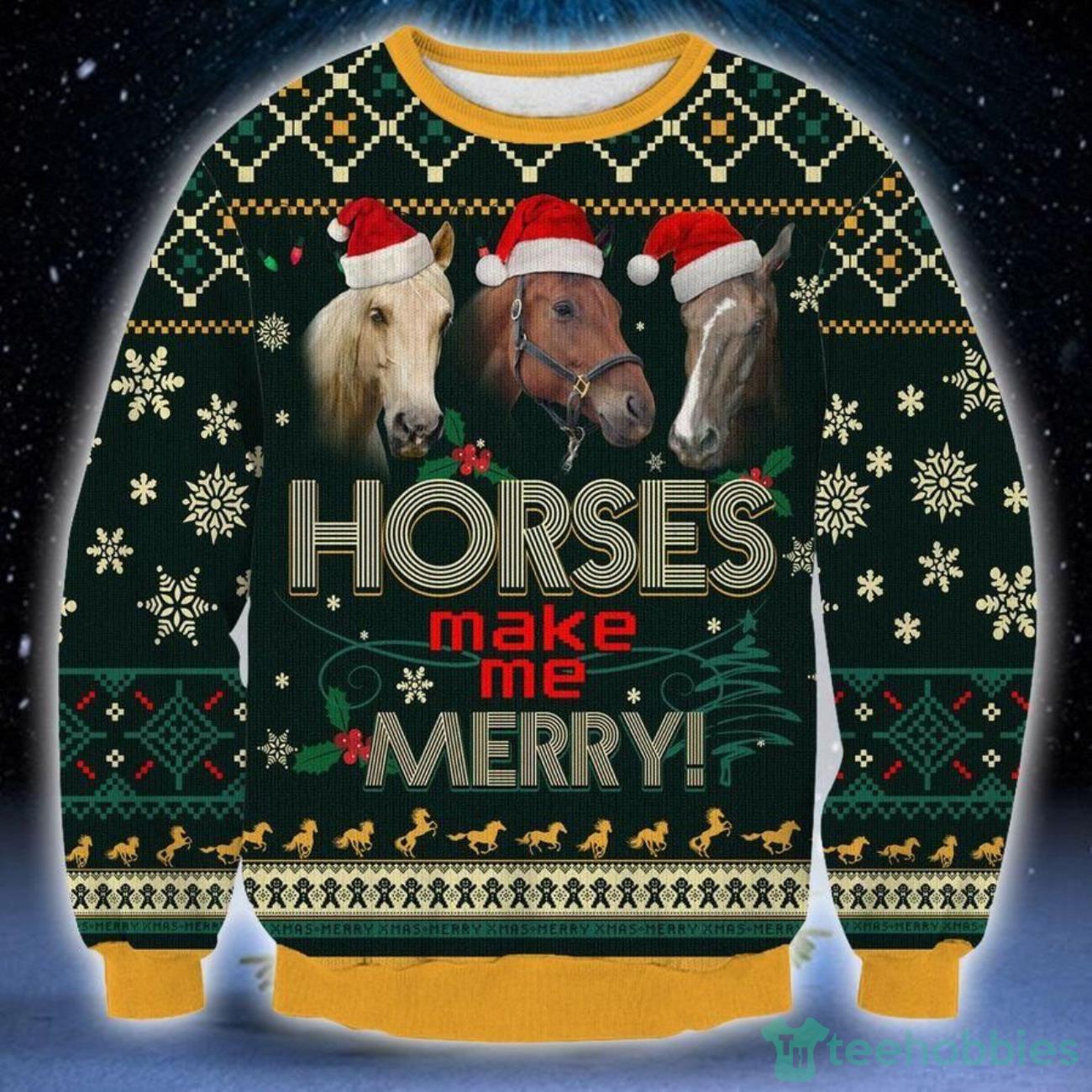 Horse Make Me Merry Ugly Sweater For Christmas Product Photo 1
