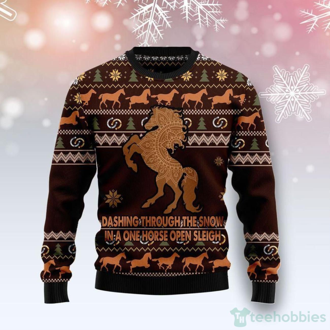 Horse Through Snow Ugly Sweater For Christmas Product Photo 1