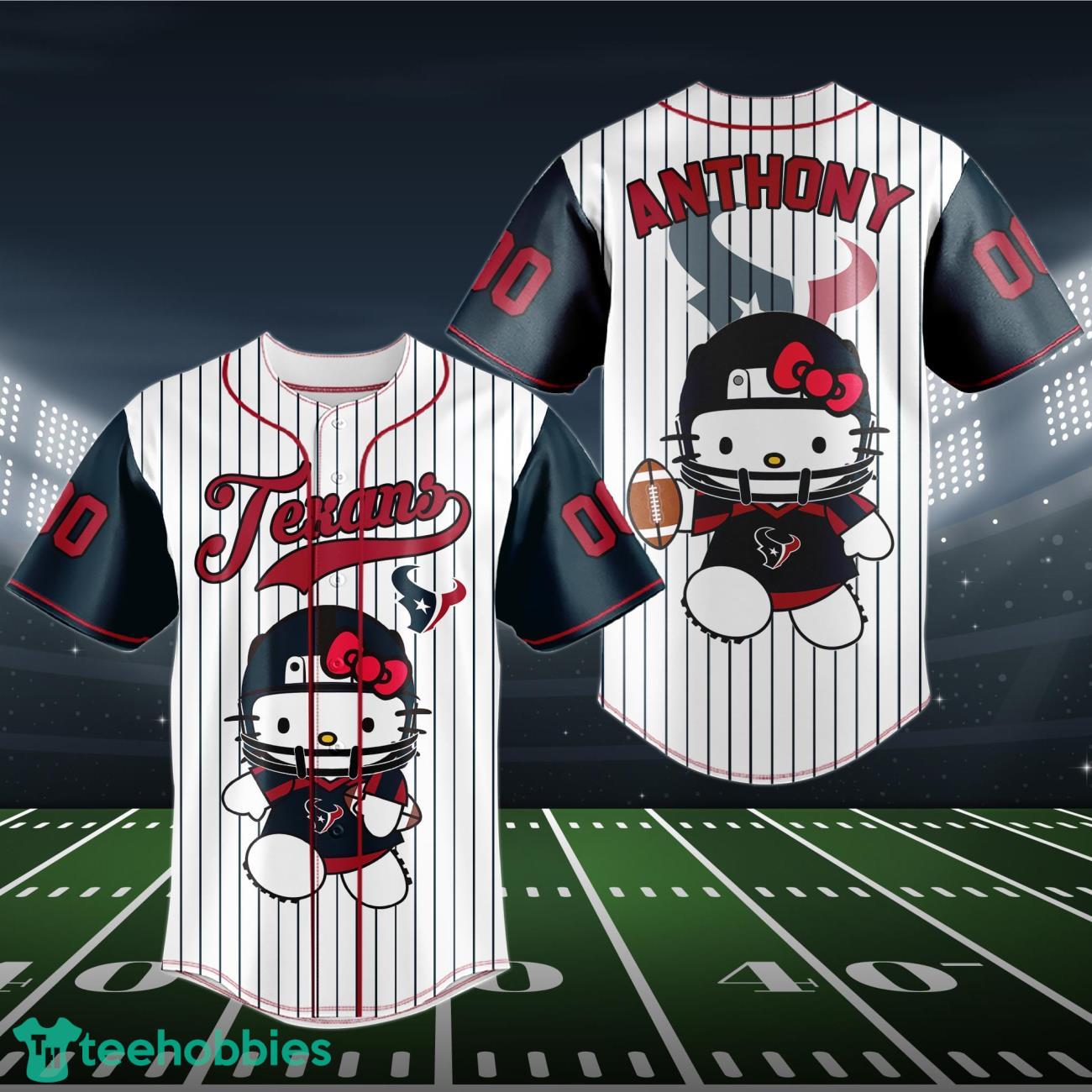 Houston Texans Baseball Jersey NFL Hello Kitty Custom Name & Number Product Photo 1