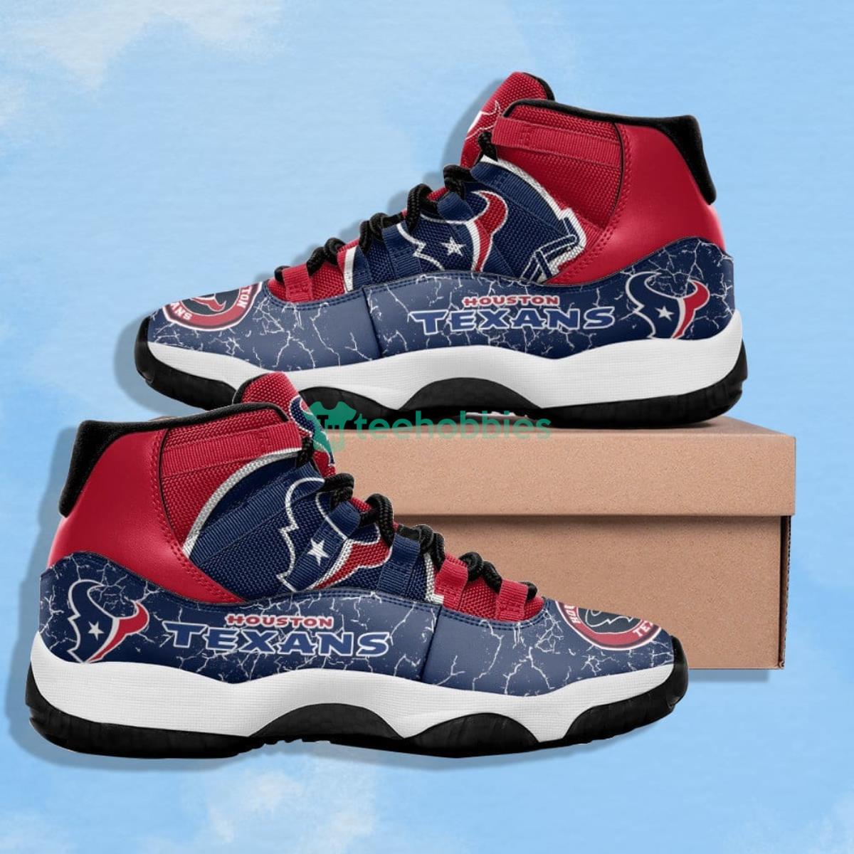 Houston Texans Lightning Navy & Red Impressive Design Air Jordan 11 Shoes Product Photo 1