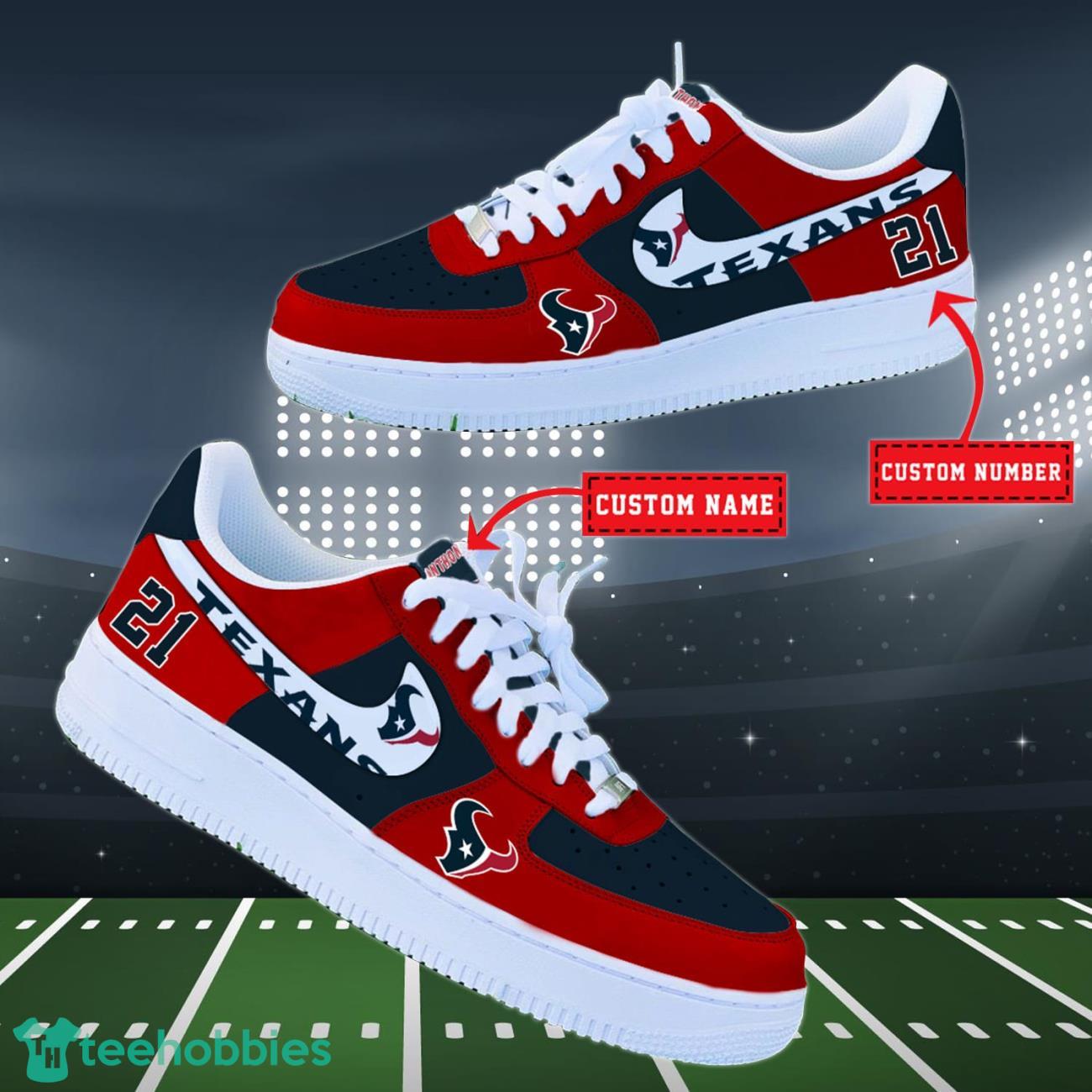Houston Texans NFL Personalized Air Force Shoes Custom Name Product Photo 2