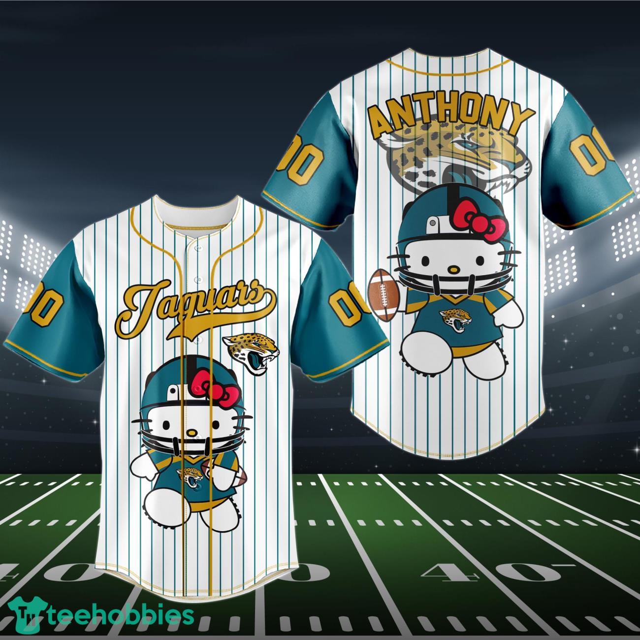 Jacksonville Jaguars Baseball Jersey NFL Hello Kitty Custom Name & Number Product Photo 1