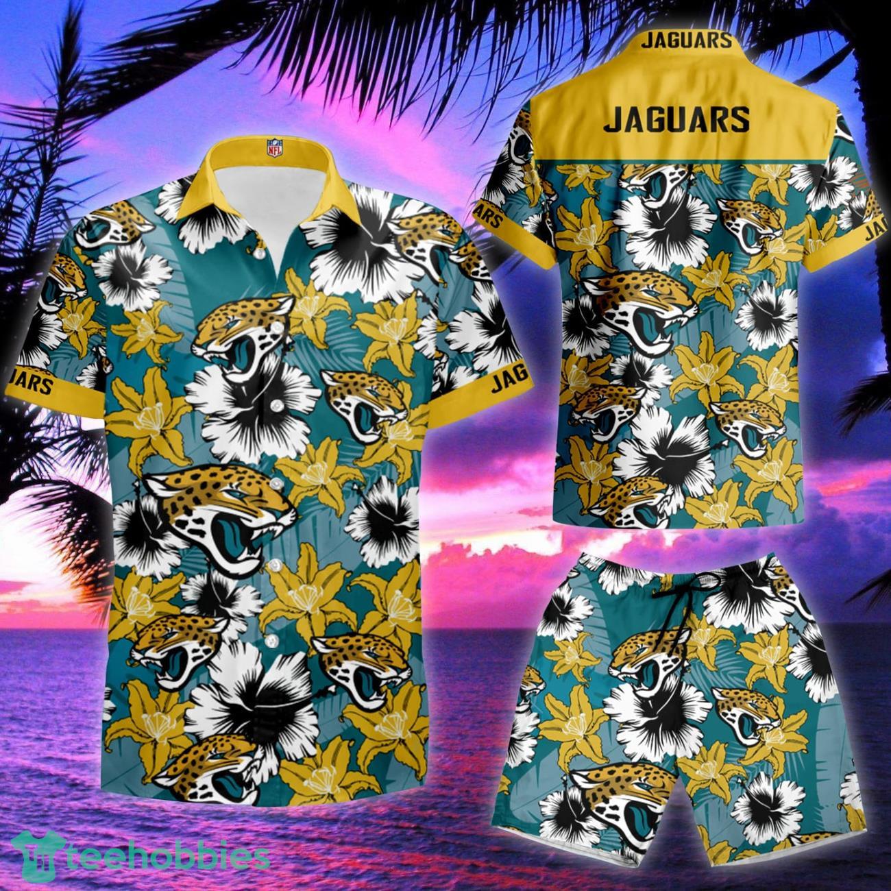 Jacksonville Jaguars Tropical Flower Aloha Hawaiian Shirt & Short Product Photo 2