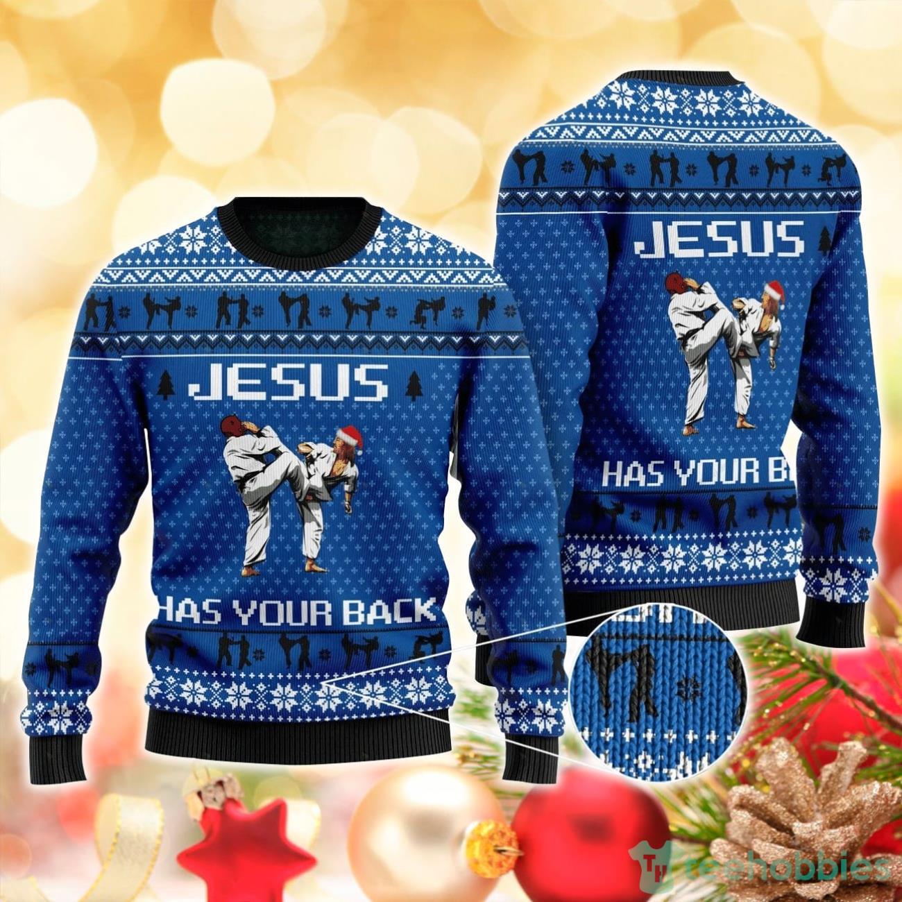 Jesus Has Your Back Ugly Sweater For Christmas Product Photo 1