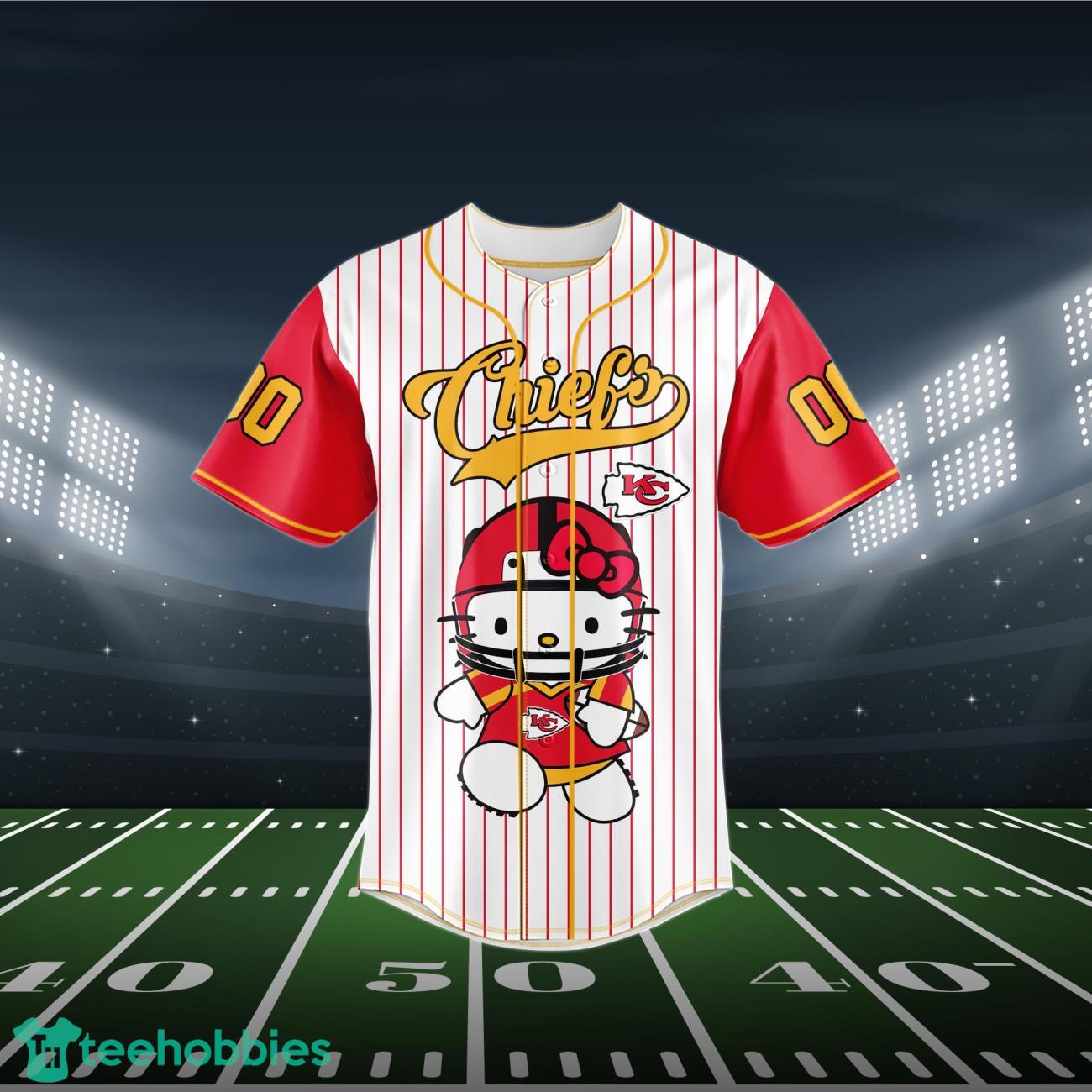 Kansas City Chiefs Baseball Jersey NFL Hello Kitty Custom Name & Number Product Photo 2