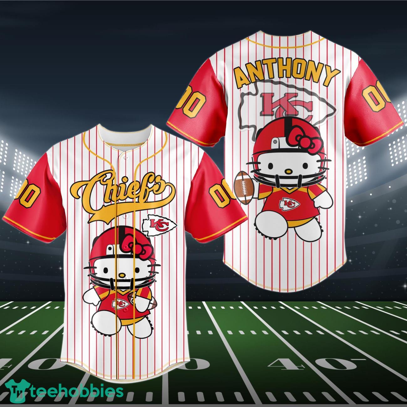 Kansas City Chiefs Baseball Jersey NFL Hello Kitty Custom Name & Number Product Photo 1