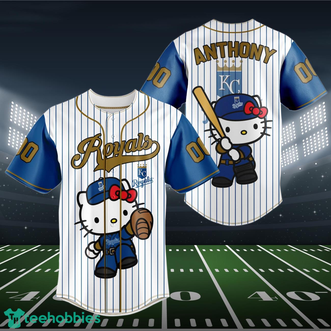 Kansas City Royals Baseball Jersey MLB Hello Kitty Custom Name & Number Product Photo 1
