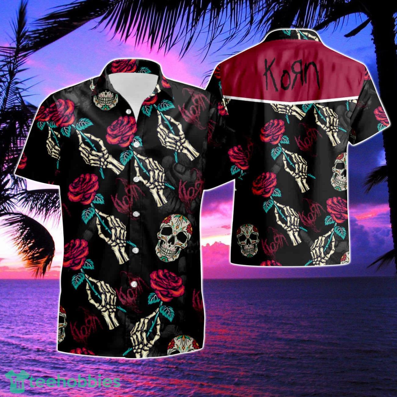 Korn Band Rose Skull Hawaiian Shirt & Short Product Photo 1