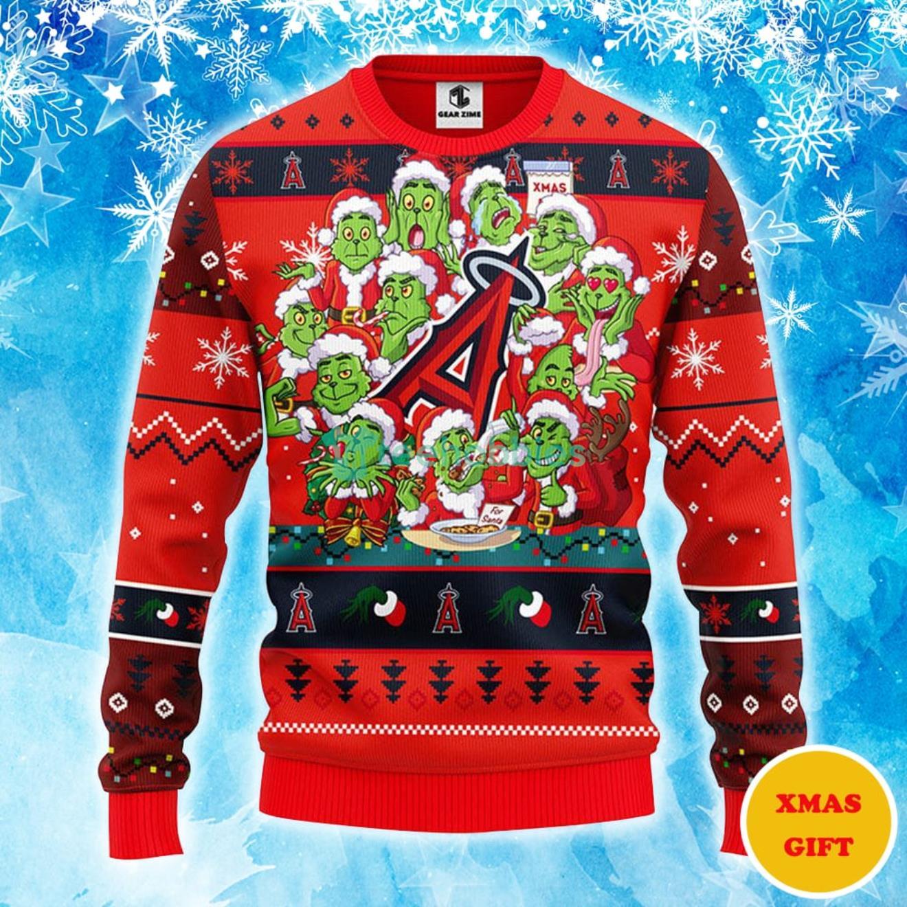 Los Angeles Angels 12 Grinch Xmas Day Christmas AOP Sweater Product Photo 1